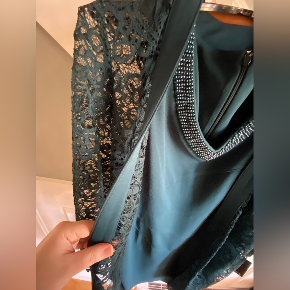 Le Bos Scalloped Floral Lace V-Neck Beaded Trim 2-Piece Jacket Dress - NWT - Picture 4 of 9